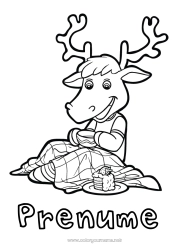 Pagină de colorat personalizată Cana Animal Băutură Animale din pădure Cerb