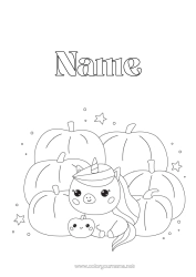 Free colouring Pumpkin Unicorn Animal Fruit Dragons, unicorns, and fantastical creatures Apple
