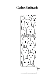 Desen liber de colorat Fantomă Halloween Toamnă Semn de carte
