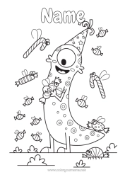 Free colouring Sweets Monster Trick or treat? Halloween Insects