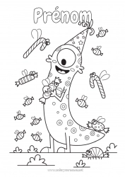 Coloriage gratuit Bonbons Monstre Un bonbon ou un sort ? Halloween Insectes