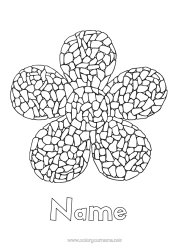 Free colouring Flowers Mosaics