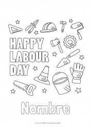 Colorear para personalizar Herramientas Día del Trabajo o Labor day