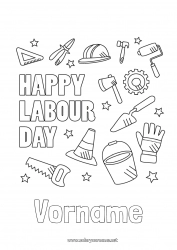 Malvorlage anpassen Werkzeuge Labor Day oder Labour Day