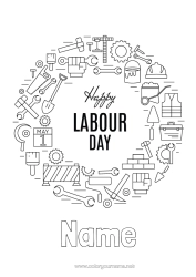 Colouring to customise 1St May Tools Labour Day