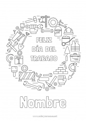 Dibujo libre 1 de mayo Herramientas Día del Trabajo o Labor day