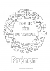 Dessin gratuit 1er mai Outils Labor day ou Labour day