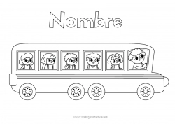 Colorear gratis Vehículos Autobús, autocar Transporte público terrestre Regreso a clases Estudiante