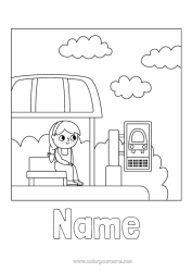 Free colouring Vehicles Bus, car Land public transport