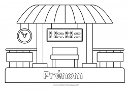 Coloriage gratuit Véhicules Train Bus, car Transport en commun terrestres