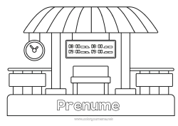 Pagină de colorat gratuită Vehicule Tren Autobuz, microbuz Transport public terestru
