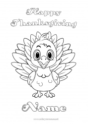 Free coloring Thanksgiving Turkey Farm animals