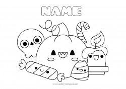 Free coloring Candle Sweets Pumpkin