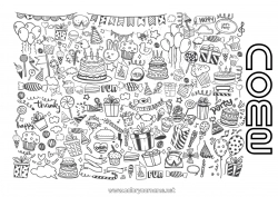 Disegno gratuito Compleanno Simboli Colorazioni complesse