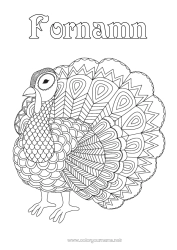 Gratis teckning Djur Påfågel Komplexa målarbilder Zentangle Fåglar och flygande däggdjur