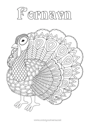 Gratis fargelegging Dyr Påfugl Komplekse fargelegginger Zentangle Fugler og flygende pattedyr