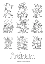 Dessin gratuit Chiffre Activités enfants Animal Six Deux Trois Quatre Un Cinq Sept Huit Neuf