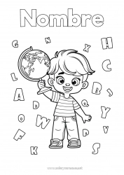 Dibujo libre Chico Globo terráqueo Estudiante Letra del alfabeto