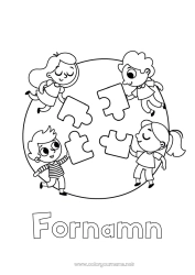 Färgläggningssida att anpassa Barn Geografi Jord Jordens dag Spel och leksaker Pussel
