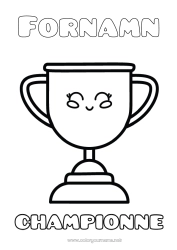 Gratis färgläggning Sport Flicka Kopp, trofé, medalj Tävlingar och utmärkelser