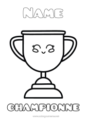 Free colouring Sport Girl Cup, trophy, medal Competitions and awards