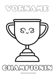 Kostenlose Malvorlage Sport Mädchen Pokal, Trophäe, Medaille Wettbewerbe und Belohnungen