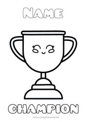 Free colouring Sport Boy Cup, trophy, medal Competitions and awards