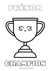 Coloriage gratuit Garçon Coupe, trophée, médaille Compétitions et récompenses