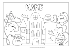 Free colouring Ghost Pumpkin Haunted manor