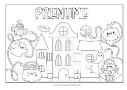 Pagină de colorat personalizată Fantomă Dovleac Conacul bântuit