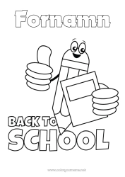 Färgläggningssida att anpassa Blyertspenna Skolstart Skolmaterial