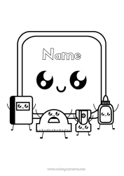 Colouring to customise Cute Back To School Classroom Board Stationery Supplies Rapporteur