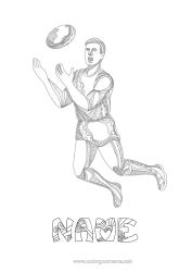 Free colouring Sport Rugby Rugby ball Zentangle Team sports