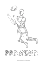 Pagină de colorat personalizată Sport Rugby Minge de rugby Zentangle Sporturi de echipă