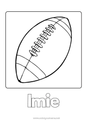 Rysunek za darmo Sport Balony Rugby Piłka rugby Łatwe kolorowanki Sporty drużynowe