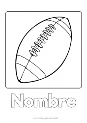 Colorear gratis Sport Globos Rugby Pelota de rugby Dibujos fáciles para colorear Deportes en equipo