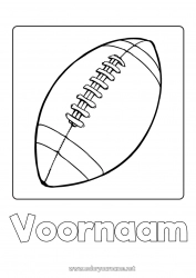 Gratis kleurplaat Sport Ballonnen Rugby Rugbybal Eenvoudige kleurplaten Teamsporten