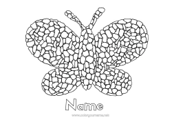 Free colouring Butterfly Children's activities Animal Insects Mosaics