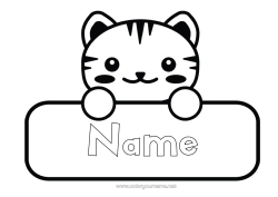Free colouring Cat Tiger Children's activities Animal Dogs and cats Wild animals of Africa Label