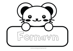 Farvelægningssiden tilpasning Kawaii Mus Dyr Skovens dyr Etikette
