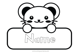 Colouring to customise Cute Mouse Animal Forest Animals Label