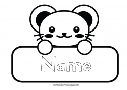 Free coloring Kawaii Mouse Forest animals Labels