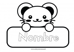 Colorear gratis Kawaii Ratón Animales Animales del bosque Etiquetas