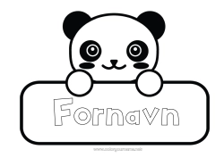Gratis tegning Kawaii Dyr Panda Andre dyr i verden Etikette