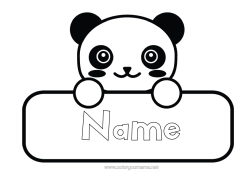 Free colouring Cute Animal Panda Other animals of the world Label