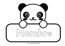 Colorear para personalizar Kawaii Animales Panda Otros animales del mundo Etiquetas