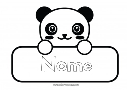 Colorazione gratuita Kawaii Animale Panda Altri animali del mondo Etichetta