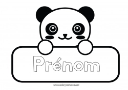 Coloriage gratuit Kawaii Animal Panda Autres animaux du monde étiquette