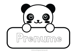 Desen liber de colorat Drăguț Animal Panda Alte animale din lume Etichetă