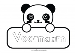 Gratis kleurplaat Kawaii Dier Panda Andere dieren van de wereld Etiket